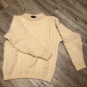 Irish Piper Aran Wool Cable Knit Sweater